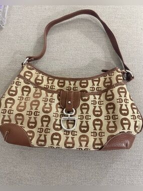 Vintage Etienne Aigner Logo Under-the-Arm Shoulder Bag, Brown &Tan